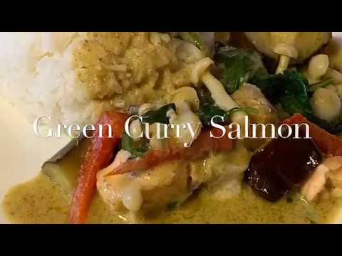 Salmon & Green Curry with vegetables