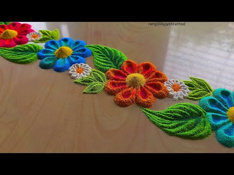 Easy Border Rangoli designs for beginners | Satisfying video | Sand art