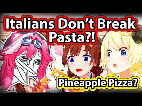 Raora Dies of Laughter While Teaching Watame and Sora About Italian Food 【Hololive】