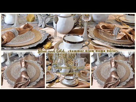 The Silver and Gold  Summer Glam Tablescape | 2023 Home Décor Ideas | Heavens Pearls 2023