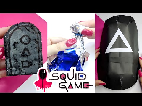 DIY 3 Amazing squidgame toys - how to make paper soldier mask , flying stone, jegi