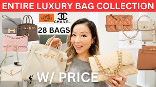 MY ENTIRE LUXURY HANDBAG COLLECTION w price | Chanel, Hermes, Saint Laurent, Chloe, Mulberry etc