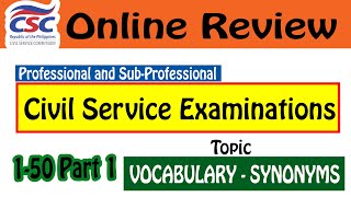 Civil Service Exam Reviewer 2025 Part 1 | Vocabulary Synonyms CSC Reviewer 2025