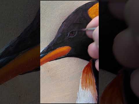 Adding detail to a new king penguin painting 🐧🎨🖌