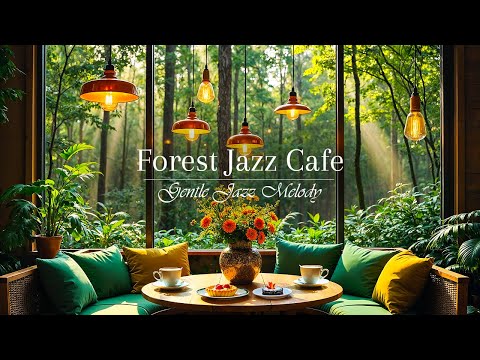 Forest Gentle Jazz Music | Spring Cafe Jazz with Nature Therapy for Stress Relief, Study & Work