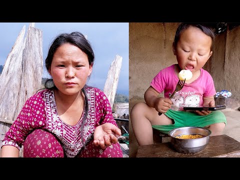 Rita's cooking egg noodles for her son Ridam in the village || Life in rural Nepal || @Ritarojan