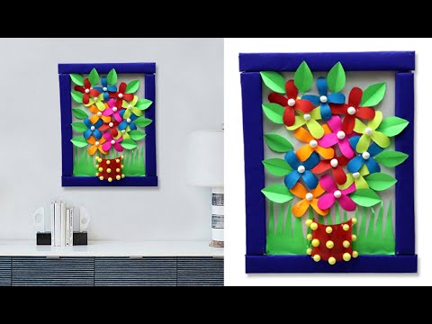 Flower Frame | How To Make | Wall Hanging | Flower Making | Home Decor Ideas | Handmade Wall Decor |