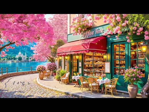 Spring Coffee Shop Ambience 🌸 Relaxing Morning with Cheerful Bossa Nova Jazz Music for Work, Study