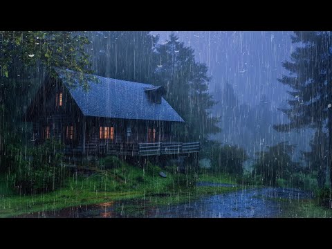 Gentle Night RAIN - Rain Sounds For Sleeping - Thunderstorm Sounds, STUDY, White noise, Relax, ASMR