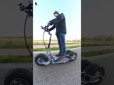 Riding the DIY tilting electric scooter powered by 4 hoverboard motors #diy #electricscooter