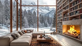 Jazz Melodies 🎷, Snowfall ❄️ & Fireplace Ambience 🔥 for Winter Relaxation and Comfort