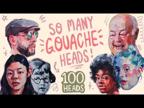 So Many Heads!!  ✷ 100 Heads Challenge ✷ Gouache Portrait Painting