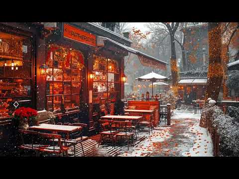 Warm Jazz & Winter Vibes ~ Relaxing Jazz Music at Outdoor Coffee Shop by The Balcony - Winter Jazz