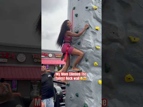 WATCH MY MOM CLIMB THE TALLEST ROCK WALL #shorts #kotacake  #trending  #viral