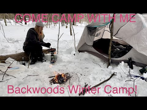 Come Camp With Me! Solo Backwoods Winter Camping! M223 #outdoors #woods #fire #tent #rain #snow