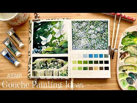 ASMR Painting + Gouache Painting Ideas⎪DIY New Sketchbook 🌿