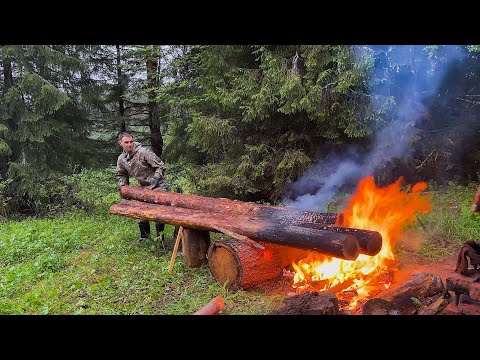 Building A BIG GAZEBO from Deadwood near Log Cabin | BURNING LOGS ON THE FIRE