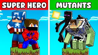 SUPERHERO vs MUTANT One Block in Minecraft!