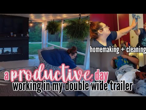 ✨ WORKING IN MY DOUBLE WIDE TRAILER ✨ | a productive day in the double wide | cleaning + homemaking