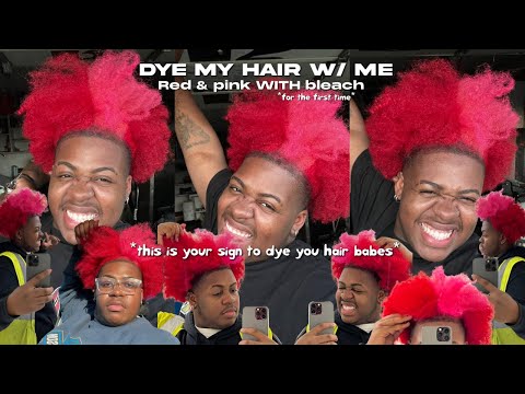 Making a Big Hair Transformation with Bleach - Dying my hair red & pink