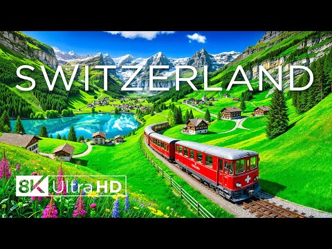 SWITZERLAND 8K UHD - Relaxing Music with Majestic Alps, Idyllic Villages, and Crystal - Clear Lakes