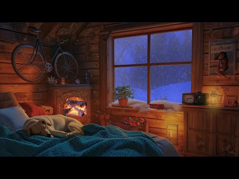 Relaxing Blizzard with Fireplace Crackling. Deep Sleep, Fall Asleep, From Insomnia, Sleep Better