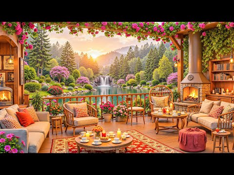 Serene Jazz Morning ☕ Dreamy Garden & Mountain View with Smooth Jazz for a Refreshing Morning