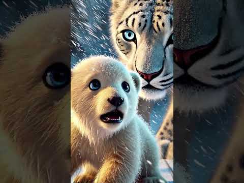 Polar bear and Snow Leopard #cuteanimals #cute #littleheroes #frineds