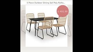 5 Piece Outdoor Dining Set Poly Rattan and Glass