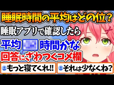 みこちの平均睡眠時間が視聴者の想像を下回ってコメ欄がざわついてしまう | 他ホロメンの睡眠時間まとめ【ホロライブ/切り抜き/VTuber/ さくらみこ 】