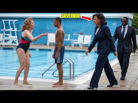 Racist Karen Demands Black Teen Leave Pool, Freezes When His Governor Mom Arrives