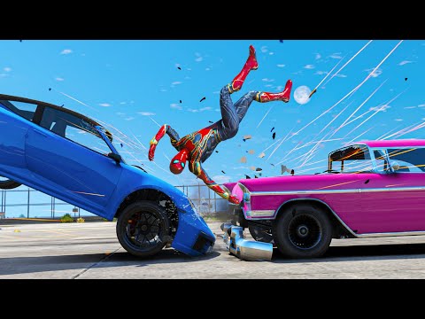 GTA 5 SPIDERMAN Car & Bike Stunt Funny Fails - Spider-man Gameplay (Euphoria Ragdolls) Long video #9