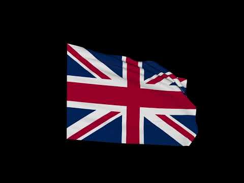 [1 Hour] Black screen UNITED KINGDOM FLAG WAVING in FHD. U.K. FLAG fluttering in the wind. No sound.