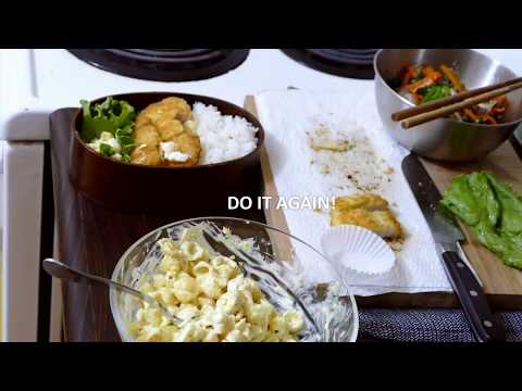 bento/ Mini tonkatsu, Namul, Egg&macaroni salad 【旦那弁当】ミニ豚カツ