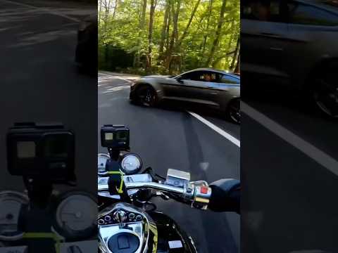 Mustang Tries To Take Out Rider | ​⁠@ohiobackroads1548 #motorcycle #crash #fyp