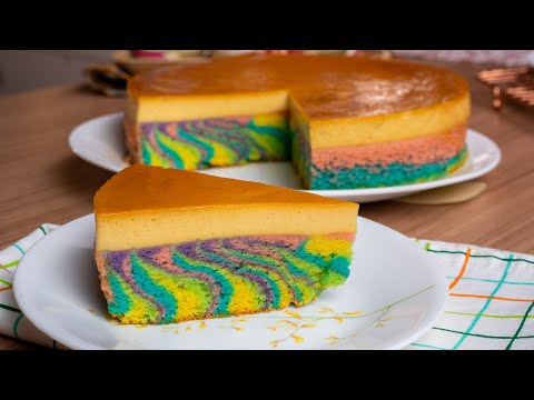 Kek Puding Karamel Pelangi Gedik-Gedik! Dessert Legend, Sekali Cuba Terus Ketagih