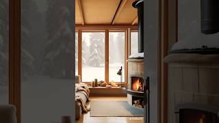 Cozy winter  cabin with fireplace  #ai #relax #snowcabin #home #cozycabinambience #cabin #fireplace