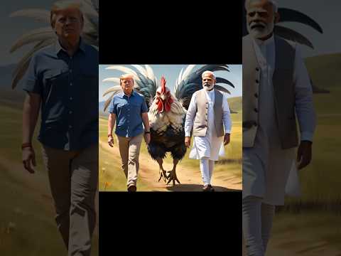 "Donald Trump & Narendra Modi Walk with a Giant Rooster – A Surreal Moment!"