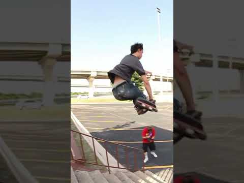 Andrew Broom lacing a huge 540 stair gap #rollerblading #inlineskating #skating