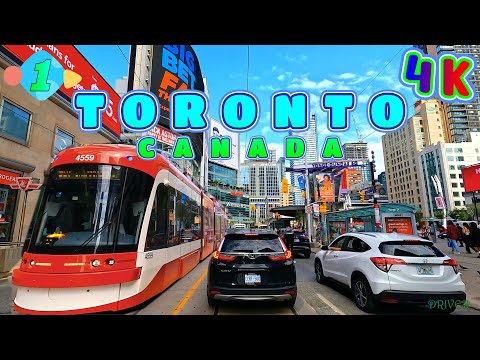 Toronto Drive Part 1/5, Biggest City in Canada,  4K - UHD