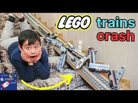 Lego Train Crashes On Giant DIY LEGO Train Track Layout Best Lego Train Crashes Lego MTA TRAIN Crash