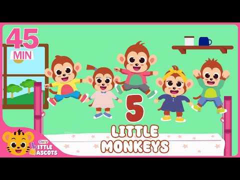 ✨Five Little Monkeys🐵 + Five Little Speckled Frogs + more Little Mascots Nursery Rhymes & Kids Songs