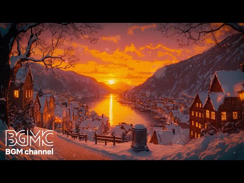 Sunset Winter Village Background Music 🌅 Relaxing Jazz for Work & Study