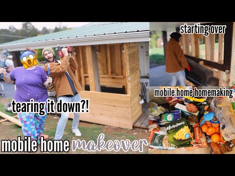 TEARING IT ALL DOWN! | 1991 double wide mobile home remodel | mobile home demo | ep.21