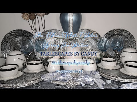 The Blue, White and Silver Glam Tea Station | Beautiful Spring Glam Décor | Cozy Corner 24