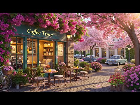 Spring Vibes 🌸 Outdoor Coffee Shop Ambience with Relaxing Bossa Nova Jazz Music for Work, Study