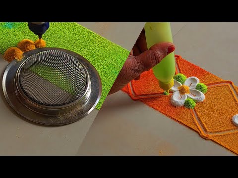 Easy Border Rangoli designs | Satisfying video | Sand art