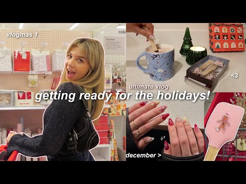 GETTING READY FOR CHRISTMAS: vlogmas 1 (room decor, target shopping, holiday aesthetic 2023)