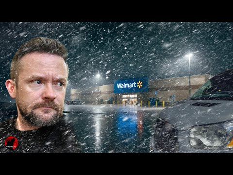 I WON'T Be Seen - Walmart Weirdness - Stealth Camping at Walmart in the Rain and Snow