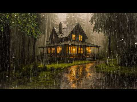 HEAVY RAIN at Night to Sleep in under 5 Minutes - Rain on Roof for Insomnia Relief, Relax, ASMR